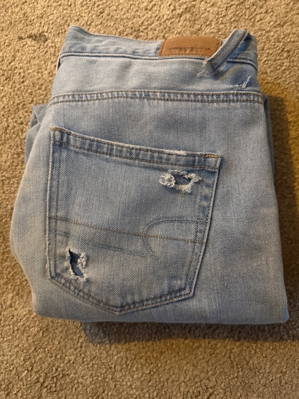 American Eagle Outfitters Light Blue Distressed Denim Mom Jeans